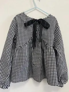 美品　130 女の子　チェック　ブラウス