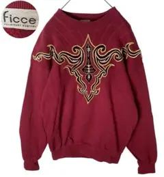 日本製ドン小西ブランドficceビッグアンティーク刺繍ビジューデザインスウェット