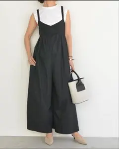 極美品 kubosanmade リネンサロペット(ワイドPT) 日本製 ブラック