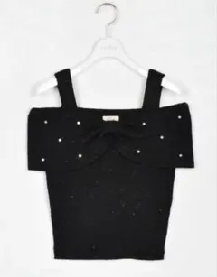 evelyn ビッグリボンオフショルトップス ブラック