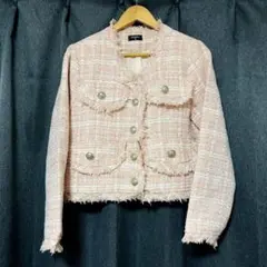 CHANEL ピンク ツイード テーラードジャケット