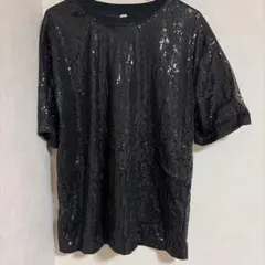スパンコール付き黒Tシャツ Mサイズ