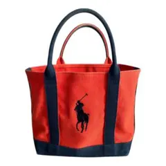 ラルフローレン ビッグ刺繍ロゴ キャンバス トートバッグ