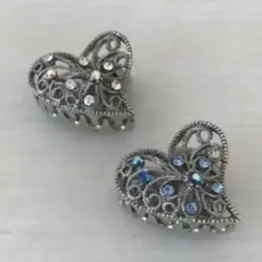 ハート型ヘアアクセサリー　ヘアクリップ　ヘアアクセ　シルバー