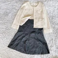 ツイードノーカラージャケットセットアップ　ママスーツ　フォーマル　卒業式　入学式