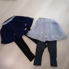 リボン付きチュールスカートとレギンスセット　130