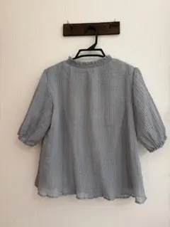 GRL ドット柄 プリーツブラウス 半袖