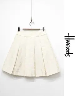 Z076/美品 Harrods ひざ丈スカート ボックスプリーツ 花柄 2 光沢のサムネイル