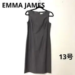 EMMA JAMES グレー ノースリーブ ひざ丈ワンピース　13号