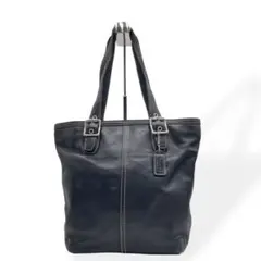 美品　COACH コーチ　トートバッグ　肩掛け　レザー　ブラック　本革