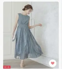 サイドスピンドルレース×プリーツワンピース パーティードレス