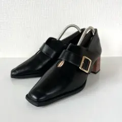 orientaltraffic パンプス ウッド ヒール バックル 黒 25のサムネイル