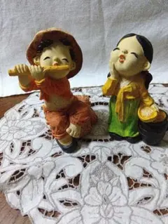 韓国樹脂製子供の置物 2体セット 置物