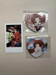 いれいす　りうら　実写チェキ　ハート型缶バッジ