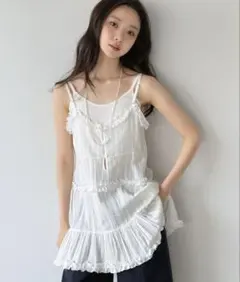 Jewelobe　フリル×コットンストライプビスチェディテールキャミチュニックのサムネイル