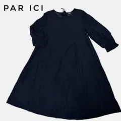 美品 PAR ICI ７分袖 ワンピース バックリボン 編み上げ 黒 フリーのサムネイル