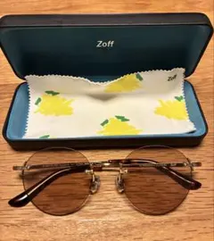 美品zoff×高橋愛×spring ボストン型ライトカラーフレームレスサングラス
