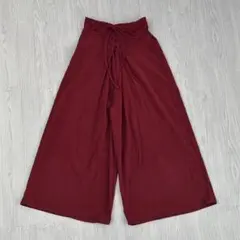 レースアップ ハイウエスト ガウチョパンツ ウエストゴム