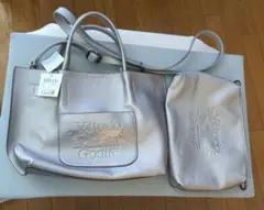 Vittorio Godi シルバー レザー バッグ & ポーチ セット