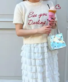 See you Darling ロゴ刺繍 半袖 ニット トップスのサムネイル