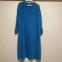 ストライプワンピース　青　匿名配送