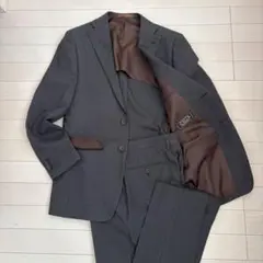 【未使用】Y6 ビジネススーツ グレー 灰色 千鳥格子 裏地ブラウン