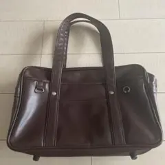 ブラウン合成皮革スクールバッグ