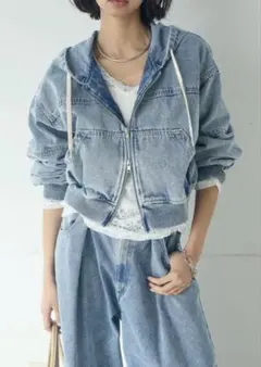 ESICA 同型　デニムダブルジップパーカーブルゾン　ブルー　エシカ