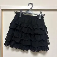 黒　水玉　フリル　レース　ミニスカート　y2k グランジ