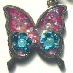 【A】レジンストラップ蝶㉗ライトブルーピンクバタフライ【セット割有】