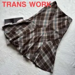 TRANSWORK ロングスカート チェック柄 フレア デート きれいめ 七