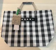 MARNI MARKET トートバッグ ブラック・ホワイトチェック　新品未使用
