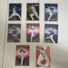 野球カード、8枚セット、カルビー、プロ野球カードゲーム
