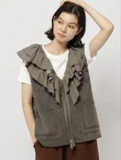 【新品未使用】ニコアンド　2WAY衿フリルデニムベスト ブラック（黒）