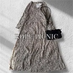 ロペピクニック アニマル柄 ロングワンピース シワ加工 M 新品タグ付 春