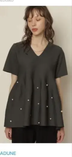 CADUNE カデュネ ドット刺繍 ペプラム ニット 36 黒 - メルカリ