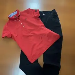 セントアンドリュース　M 黒パンツ　S赤ポロシャツ　セット