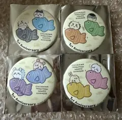 ちいかわもぐもぐ本舗 川越店 1周年記念 和紙風缶バッジ(全4種)コンプセット