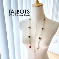 Q214/TALBOTS/希少/レッドxブラック/クリスタルロングネックレス