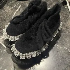 grounds限定品　光沢のある黒のローファー・バブルソール　24サイズ grounds限定品 光沢のある黒のローファー・バブルソール 24