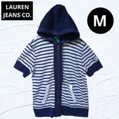 ❤ラルフローレン❤半袖パーカーM ボーダー 紺白 ローレンジーンズ ジップアップのサムネイル