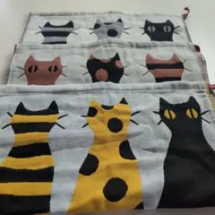シミリー【100％コットン】猫柄 タオル 3枚セット 北欧風 キッチン・手拭き用のサムネイル