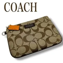 COACH コーチ シグネチャー ポーチ 小物入れ キャンバス ブラウン