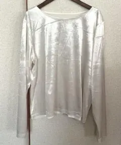 【未使用/美品】大きいサイズ　クレットで購入⭐︎ ホワイト 光沢 ベロア長袖3L