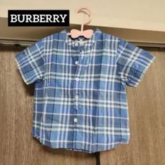 【美品・正規】BURBERRY 半袖シャツ 80cm 青系チェック