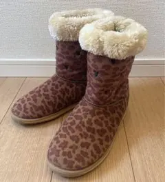 ムートンブーツ　ディズニー　ヒョウ柄 Lサイズ