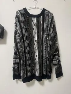 Lサイズ グレー系 ストライプセーター 古着 メンズライク Y2K ストリート