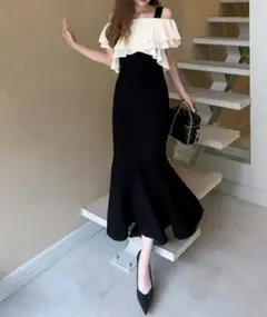 ROYAL PARTY シフォンブラウスドッキングニットマーメイドワンピース