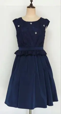 新品タグ付 Dorry Doll ドレス M ネイビー 結婚式 二次会 上品