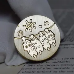 25mm2.5cm シーリングワックススタンプ真鍮ヘッド　可愛いネコ4匹